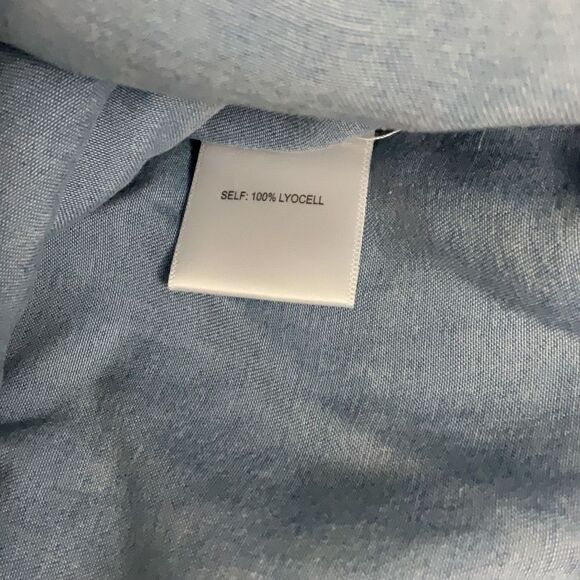 NWT Jane + Delancey Denim Blue Button front Long Sleeve Roll Tabs Shirt Sz L - Picture 5 of 7